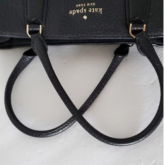 Kate Spade Leighton Black Pebbled Leather Satchel Bag Purse Handbag Old Money - Picture 8 of 13